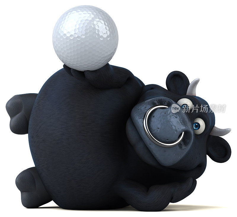 黑色公牛- 3D插图